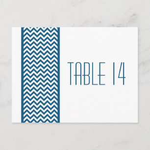 Blauw Chevron Border Table Number Briefkaart