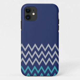 Blauw chevron zigzag stripes zzag zag zag preppy p iPhone 11 hoesje