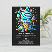 Blauw chic aangepaste jongen ijs verjaardag kaart (Staand voorkant)