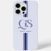 Blauw | Chic stripes monogram Case-Mate iPhone Case (Achterkant)