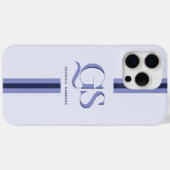 Blauw | Chic stripes monogram Case-Mate iPhone Case (Achterkant (horizontaal))
