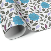 blauw China papaver Cadeaupapier (Rol Hoek)