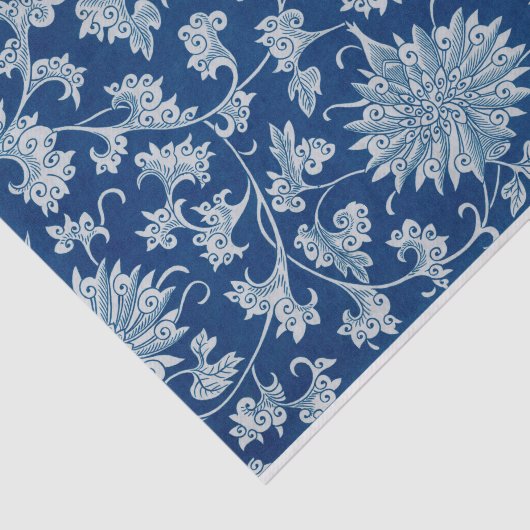 Blauw Chinees Bloemontkoppelde Weefselpapier Tissuepapier (Detail)