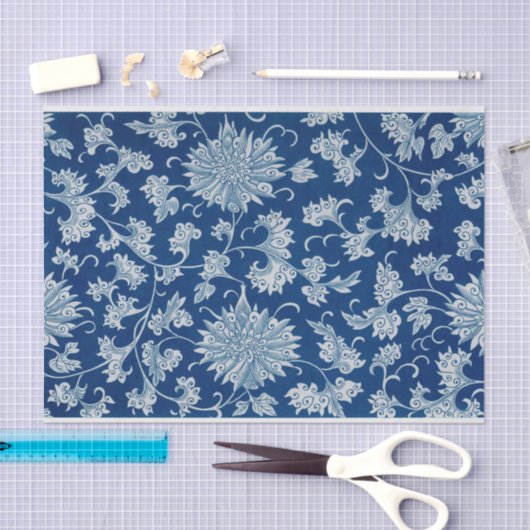 Blauw Chinees Bloemontkoppelde Weefselpapier Tissuepapier (Craft)