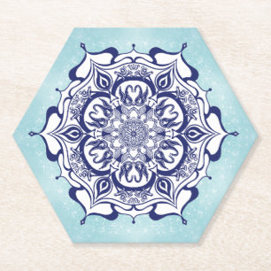 Blauw Chinees met wezens Kartonnen Onderzetters