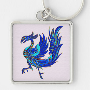 Blauw Chinees Phoenix Sleutelhanger