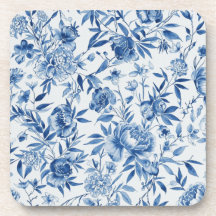 Blauw Chinoiserie Aquarel Bloem Botanisch