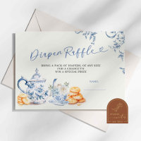 Blauw Chinoiserie Baby Shower Luierspel Kaart