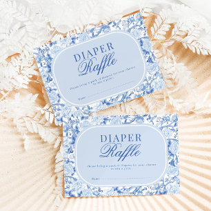 Blauw Chinoiserie Bloem Vogel Toile Luier Raffle Kaart