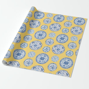 Blauw Chinoiserie Borden voor Iedere Gelegenheid Cadeaupapier