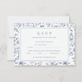 Blauw Chinoiserie Bruiloft RSVP Kaartje (Voorkant)
