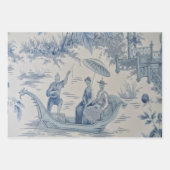 Blauw Chinoiserie Decoupage Verpakking Papier Blad Inpakpapier Vel (Voorkant)