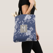Blauw Chinoiserie Floral Monogram Draagtas (Dichtbij)