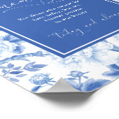 Blauw Chinoiserie In Loving Memory Trouwbord Poster (Hoek)