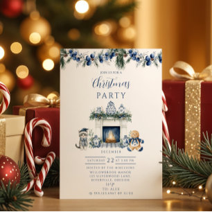 Blauw Chinoiserie Kerst Kaart
