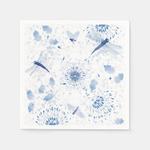 Blauw Chinoiserie Libelle Bloemmotief Servet