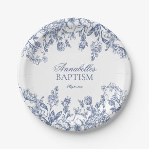Blauw Chinoiserie Vintage Bloemig Doop Dessert Papieren Bordje
