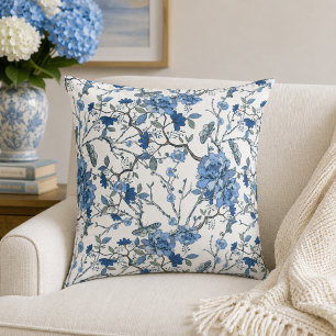 Blauw Chinoiserie Vintage Bloemige Botanische Kussen