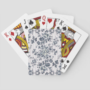  blauw chintz en streepjespatroon pokerkaarten