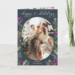 Blauw & chique winterblad 1 foto vakantie gevouwen kaart