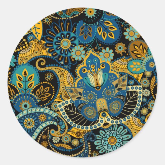 Blauw chochloom ronde sticker (Voorkant)