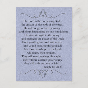 Blauw Christelijk Bijbelverse Briefkaart