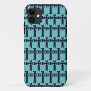 Blauw Christelijk kruis verschillende varianten iPhone 11 Hoesje