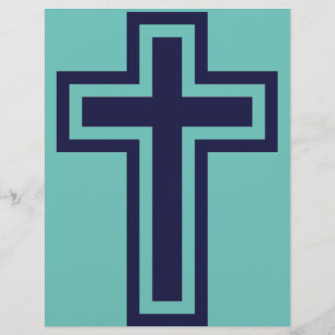 Blauw Christelijk kruis verschillende varianten Flyer