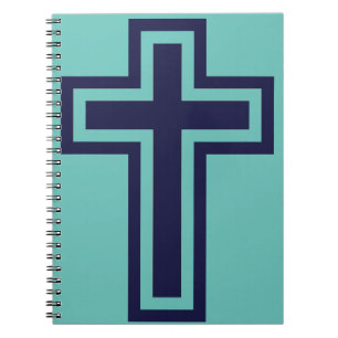Blauw Christelijk kruis verschillende varianten Notitieboek