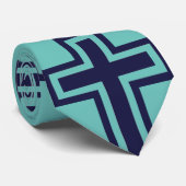 Blauw Christelijk kruis verschillende varianten Stropdas (Opgerold)