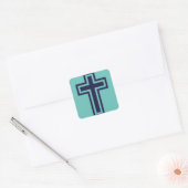 Blauw Christelijk kruis verschillende varianten Vierkante Sticker (Envelop)