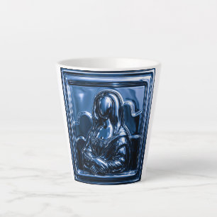 Blauw Chroom Mona Reliëf Latte Mok