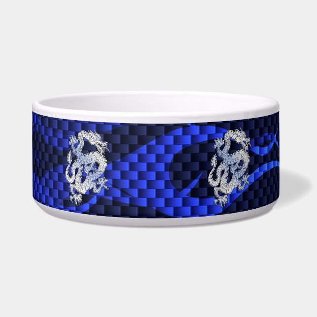 Blauw Chroom zoals Dragon Carbon Fiber Style Voerbakje (Voorkant)