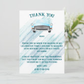 Blauw Classic Retro Auto  Aquarel Bedankkaart (Staand voorkant)