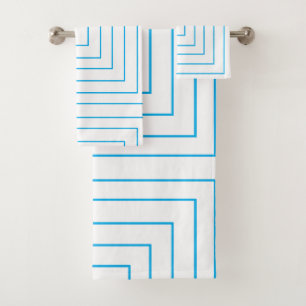 Blauw concentrisch vierkant geometrisch patroon bad handdoek