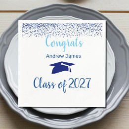 blauw confetti 2027 afstuderen - Gefeliciteerd Servet