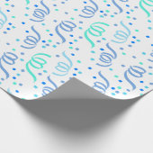 Blauw Confetti Birthday Wrapping Paper Cadeaupapier (Hoek)