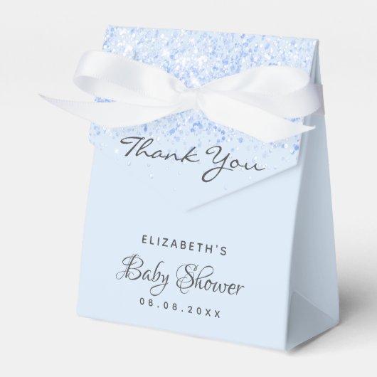 Blauw confetti jongen Baby shower Bedankdoosjes (Voorkant Zijde)