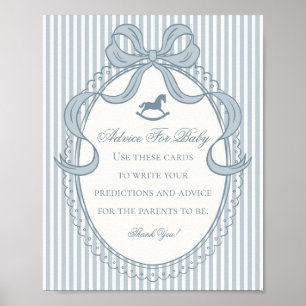 Blauw Coquette Boog Schommelpaard Advies voor Baby Poster