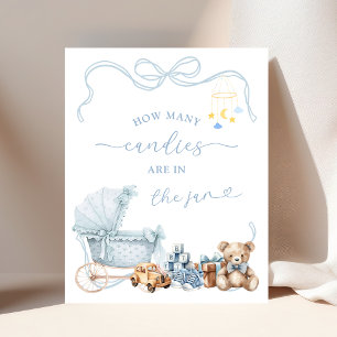 Blauw Coquette Koets Baby Shower Spel Bord Poster