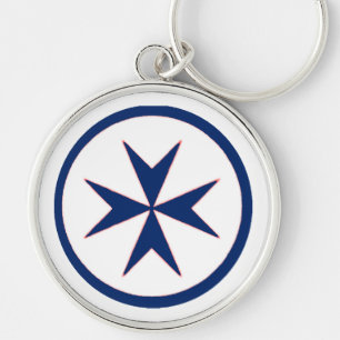 BLAUW CORSAIR STYLE octagon cross Sleutelhanger