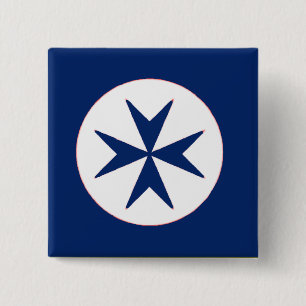 BLAUW CORSAIR STYLE octagon cross Vierkante Button 5,1 Cm