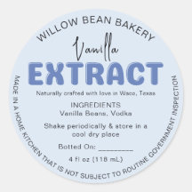 Blauw Cottage Law Vanille-extract Fles Etiket