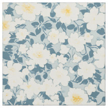 Blauw Crème Dicht Cottage Bloemmotief