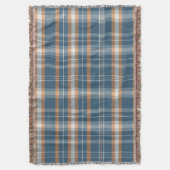 Blauw, crème en sinaasappel plaid ontwerp deken (Voorkant Verticaal)