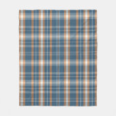 Blauw, crème en sinaasappel plaid ontwerp fleece deken (Voorkant)
