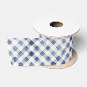 Blauw Crème Gekruist Strepen Lint