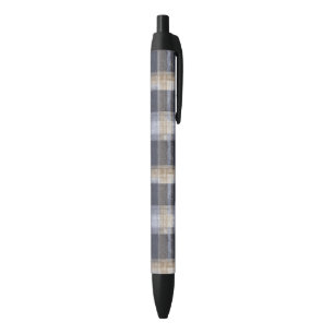 Blauw Crème Geruit Strepen Zwarte Inkt Pen