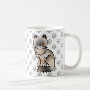Blauw Crème Kleurige Illustratie van een Cute Cart Koffiemok