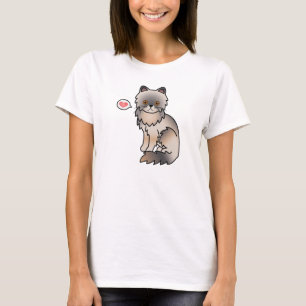 Blauw Crème Met Koperen Ogen Perzische Kat Liefde T-shirt